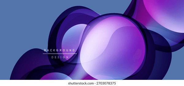 Formas roxas abstratas se sobrepõem, criando um efeito visual dinâmico. Fundo de gradiente melhora a estética do design moderno. Curvas suaves sugerem movimento.