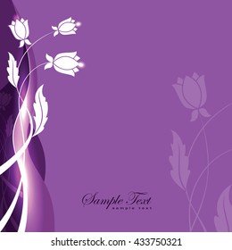 Abstract Purple Shiny Background with Flowers.