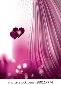 Abstract Purple Shiny Background with Hearts.