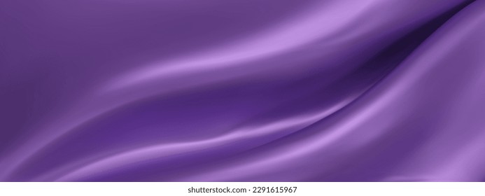 Abstract purple silk vector background. Luxury white cloth or liquid wave. Abstract or purple fabric texture background. Purple Cloth soft wave. Creases of satin, silk, and Smooth elegant cotton.