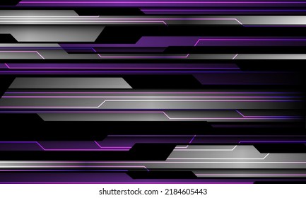 Abstract purple silver metal black cyber futuristic technology geometric design modern background vector illustration.