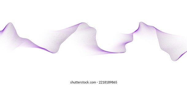 Resumen de la onda lisa púrpura sobre un fondo blanco. Ola de sonido dinámica. Elemento de diseño. Ilustración vectorial.