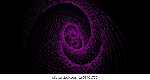 Padrão espiral roxo abstrato em um fundo escuro. apresentação no cartaz, eps10