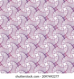 Abstract purple spirograph twisted wireframe ethnic pattern on the white background. Vector illustration. Wrapping paper.
