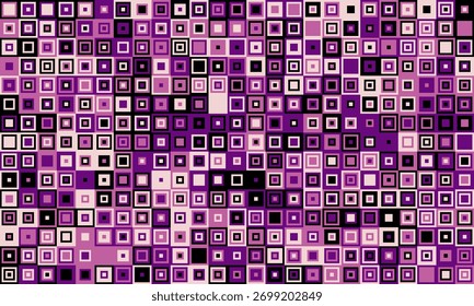 Padrão de mosaico quadrado roxo abstrato.  Perfeito para fundos, design de site ou impressões têxteis.  Movimentos sutis e variações de cor criam profundidade visual e textura.