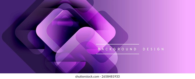 Abstrakte violette Quadrate überlappen sich und erzeugen einen dynamischen Farbverlauf-Effekt. Modernes Design für digitale Hintergründe, Präsentationen.