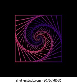 Abstract purple swirl lines spiral spirograph shapes logo on the black background. Vector illustration.