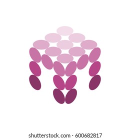 Abstract purple table or stool in isometric view the color purple. Vector dots