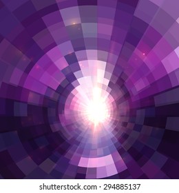 Abstract purple technology concentric mosaic vector background
