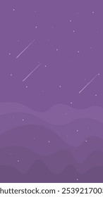 Abstract Purple Trendy Celestial Stars Clouds Asteroids Night Sky Phone Stories Or Wallpaper Vector Design