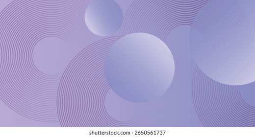 Abstract purple vector background with layered concentric circles and 3D spheres, creating a futuristic and elegant tech-inspired design for digital or print use