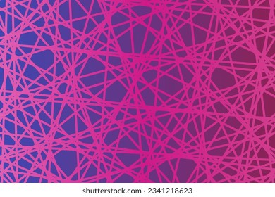 Abstract purple vector geometric background with randomly scattered intertwined pink lines