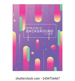 Abstract purple and violet background. Green and pink dynamic shapes, colorful dots, text in frame. Minimal geometric lines, dynamic effect. Vector template for banners, poster, covers, flyers