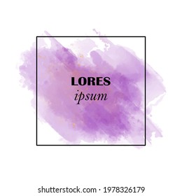 Abstract purple watercolor background with frame. Template for banners, invitation cards, and posters. Color vector illustration.