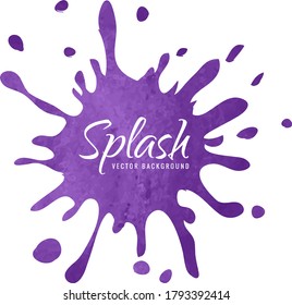 Abstract purple watercolor on white background.Hand drawn color splashing on the paper.  grunge style vector design.
