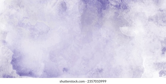 Abstract purple watercolor painted mottled purple background with vintage grungy textured design on banner panoramic background.	
