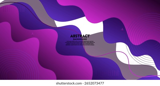 Abstrakter violetter Wellenbanner-Hintergrund. Einfaches Wellenmuster mit fließenden Formen auf hellweißem Hintergrund. Vektor eps10.