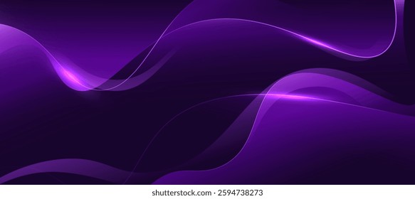 Abstract purple wave banner, Abstract elegant light violet lines with flow background vector for branding presentation