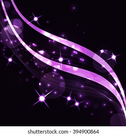 Abstract Purple Wave with bokeh background. 