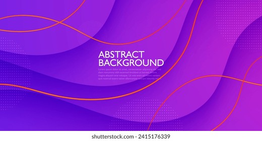Abstrakter violetter Wellendesign-Hintergrund, farbiger Banner für geometrische Kunst. Kreatives Banner-Design mit Wellenform und orangefarbenen Linien für Vorlage. Coole und moderne Banner. EPS10-Vektor