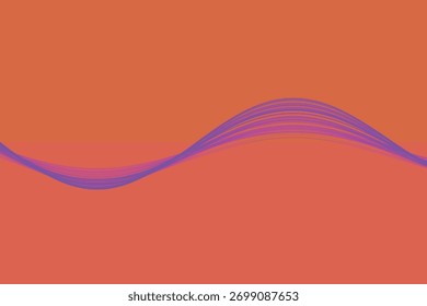 La onda púrpura Abstractas fluye a través de un fondo naranja cálido, lo que sugiere movimiento y datos.