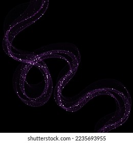 Abstract purple wave with glitter particles. Design element.