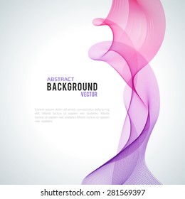 Abstract Purple Wave Isolated On White Background. Vector Illustration For Modern Business Design. Futuristic Wallpaper. Cool Element For Presentation, Card, Flyer And Brochure.