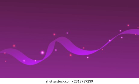 Abstract purple waveform ribbon and glitter on background.Vector graphic illustration.