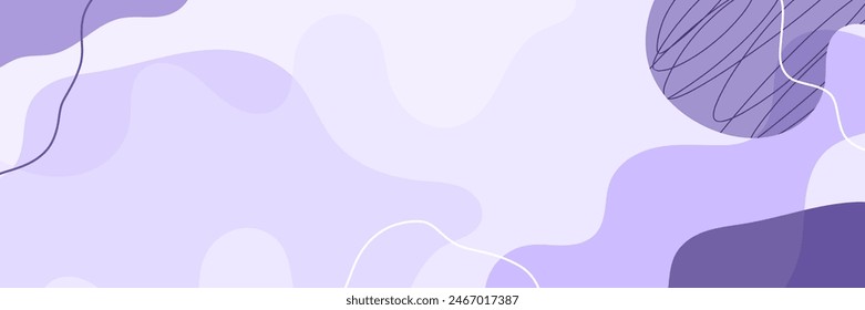 Abstract purple wavy backgrounds. Hand drawn various shapes and doodle objects. Contemporary organic modern trendy vector illustrations. Every background is isolated. Pastel colors