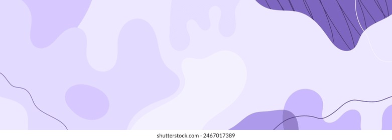 Abstractas fondos ondulados púrpura. Dibujado a mano varias Formas y objetos de garabato. Modernas Ilustraciones vectoriales orgánicas contemporáneas de moda. Cada fondo está aislado. Colores pastel