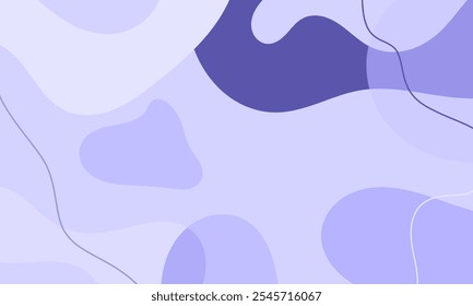 Fundo ondulado roxo abstrato. Mão desenhou várias formas e rabiscar objetos. Ilustrações modernas modernas contemporâneas orgânicas de vetor. Cada fundo é isolado. Cores do pastel