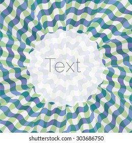 Abstract purple, white and green waves radiating from center, background vector design, text box