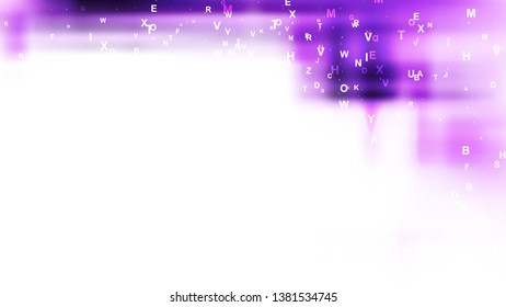 Abstract Purple and White Random Alphabet Letters Background Design