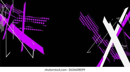 Abstract purple and white shapes on black - ideal for website backgrounds