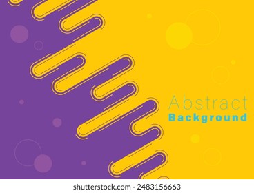 Abstract purple and yellow color background and fluid shape with geometric memphis style elements