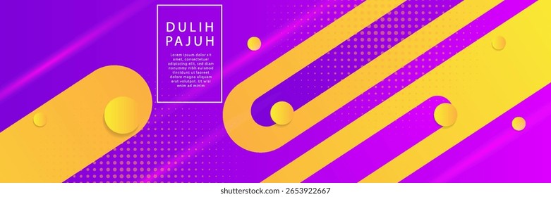 Abstract purple and yellow gradient geometric background. Bright color gradation. Dynamic and colorful banner concept. Eps10