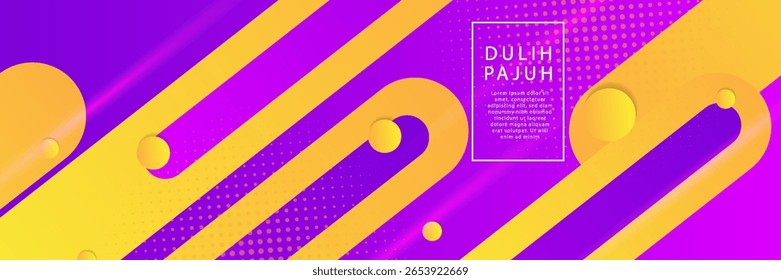 Abstract purple and yellow gradient geometric background. Bright color gradation. Dynamic and colorful banner concept. Eps10