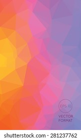 Abstract purple yellow pink and orange triangular low poly style vector background,Vector illustration