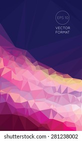 Abstract purple yellow and pink triangular low poly style vector background,Vector illustration