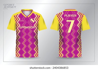 abstract purple and yellow sport jersey for football and soccer shirt template