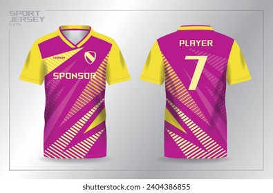 abstract purple and yellow sport jersey for football and soccer shirt template