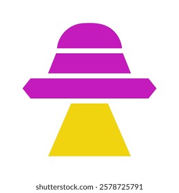 Abstract Purple and Yellow UFO Shape Design Graphic