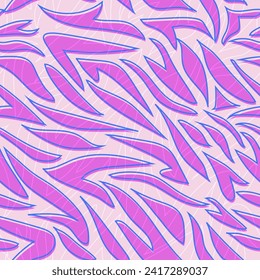 Abstract purple zebra stripes form a seamless pattern for fashion fabrics and wrapping paper. Vector.