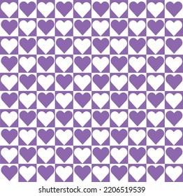 Resumen Vector cuadrado de fondo del patrón de entramado morado-blanco con forma de corazón rojo