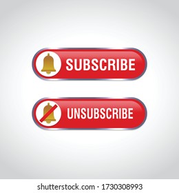 Abstract push buttons Subscribe and Unsubscribe for use in website, ui, app and game interface. modern web elements. 