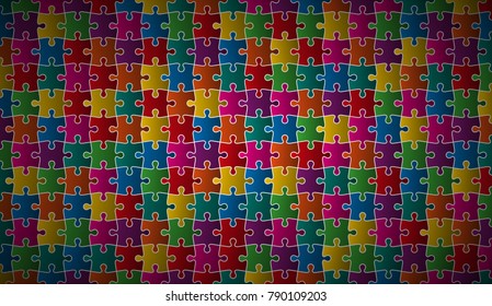 Abstract puzzle background with colorful puzzle pieces, vector illustration