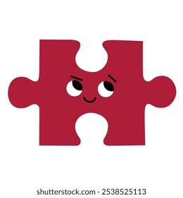 Abstract Puzzle with Face. Emotion. Colored character. Cartoon style. Flat design. Hand drawn trendy Vector illustration.