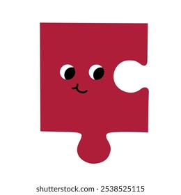 Abstract Puzzle with Face. Emotion. Colored character. Cartoon style. Flat design. Hand drawn trendy Vector illustration.