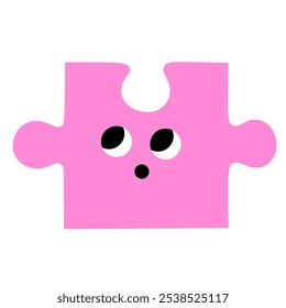 Abstract Puzzle with Face. Emotion. Colored character. Cartoon style. Flat design. Hand drawn trendy Vector illustration.