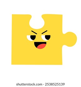 Abstract Puzzle with Face. Emotion. Colored character. Cartoon style. Flat design. Hand drawn trendy Vector illustration.